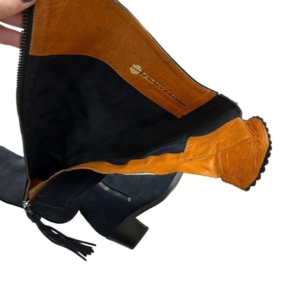 Fairfax and Favor Navy Suede Regina Chunky Heeled Boot Sz 36 - Picture 6 of 9